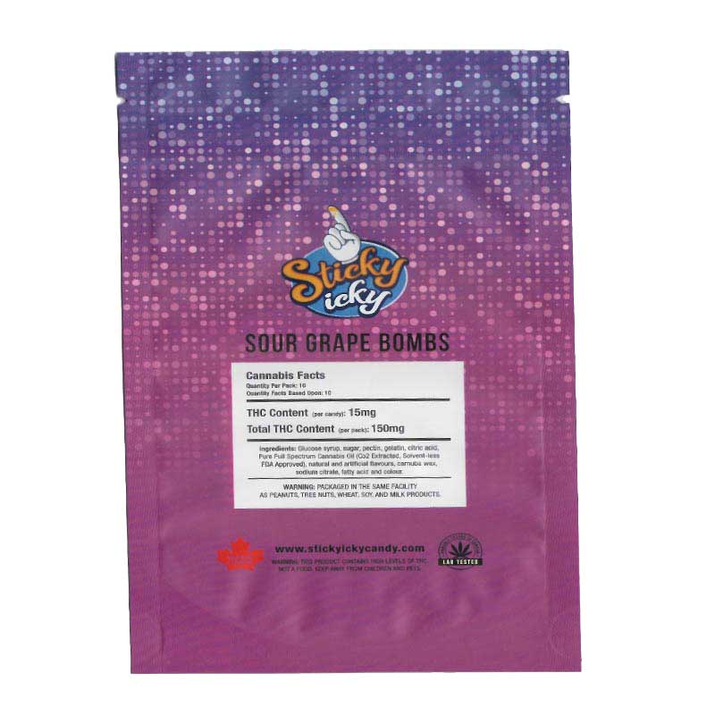 Sticky Icky Sour Grape Bombs 150mg